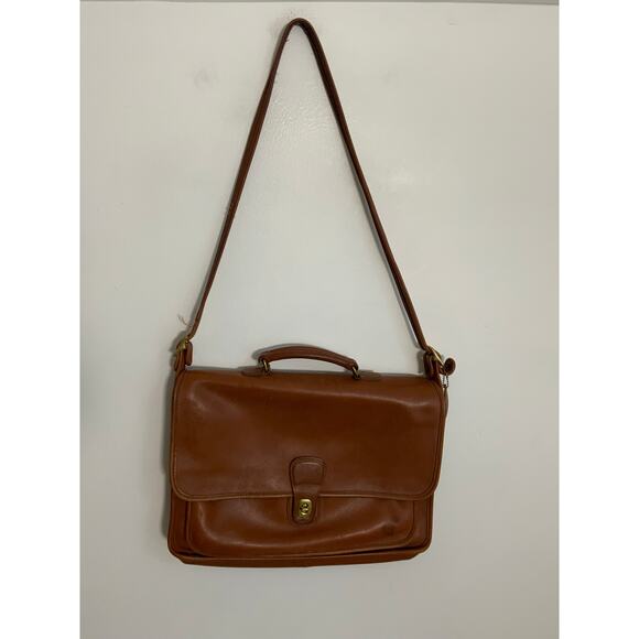 VINTAGE COACH TANNED COWHIDE LEATHER LAP-TOP BRIEFCASE /BUSINESS SHOULDER BAG - Picture 1 of 9